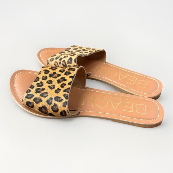 Beach By Matisse Cabana Animal Print Sandals Size 6 Leather Fur - Picture 2 of 6